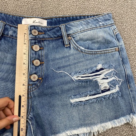 KanCan Cutoff Jean Short Women's Size 9/28 Mid Rise Button Fly Cotton Denim Blue - Picture 8 of 10